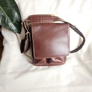 Tiding Brown Leather Unisex Bag